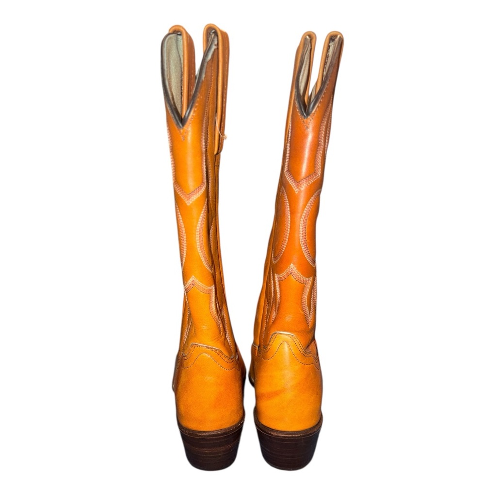 Frye Women's Leather Vintage Western Heeled Cowgirl Boots In Orange/Butterscotch - Picture 5 of 9